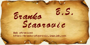 Branko Staorović vizit kartica